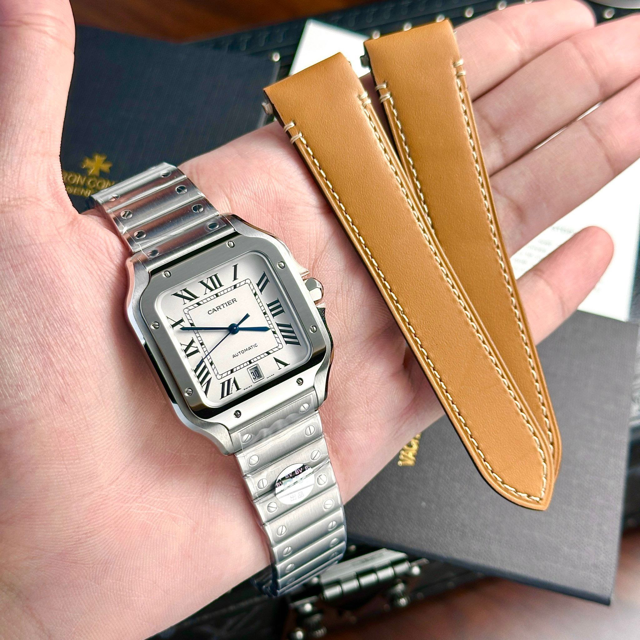 cartier santos 40mm edelstahl weiß cartier santos 40mm edelstahl weiß